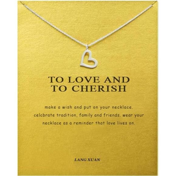 Open Heart Pendant Necklace – “To Love and To Cherish” Sentimental Jewelry - Picture 1 of 5